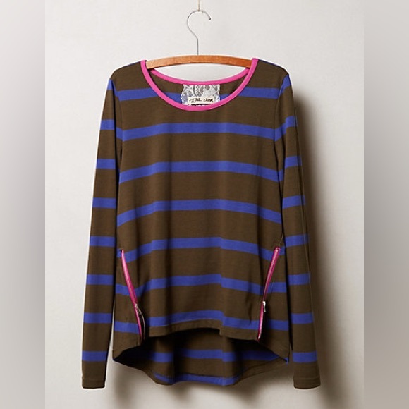 Anthropologie Lili’s Closet Zipstripe Long Sleeve Top - Picture 1 of 13